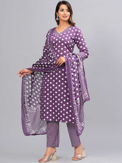 Dhiyona KL Women Ethnic Motifs Printed Regular Pure Cotton Kurta with Pyjamas & With Dupatta