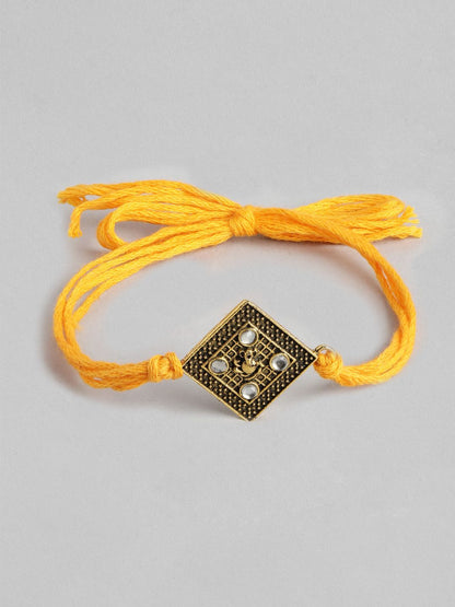 Dhiyona Unisex Set of 2 Beaded Bhai Bhabhi Rakhis With Roli & Chawal