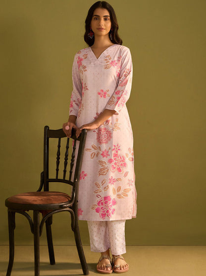 Women Floral Printed Regular Kurta with Trousers