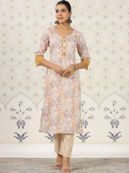 Dhiyona OD  Off Floral Printed Sequinned Floral Kurta