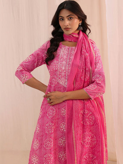 Women Ethnic Motifs Printed Regular Thread Work Kurta with Trousers & With Dupatta