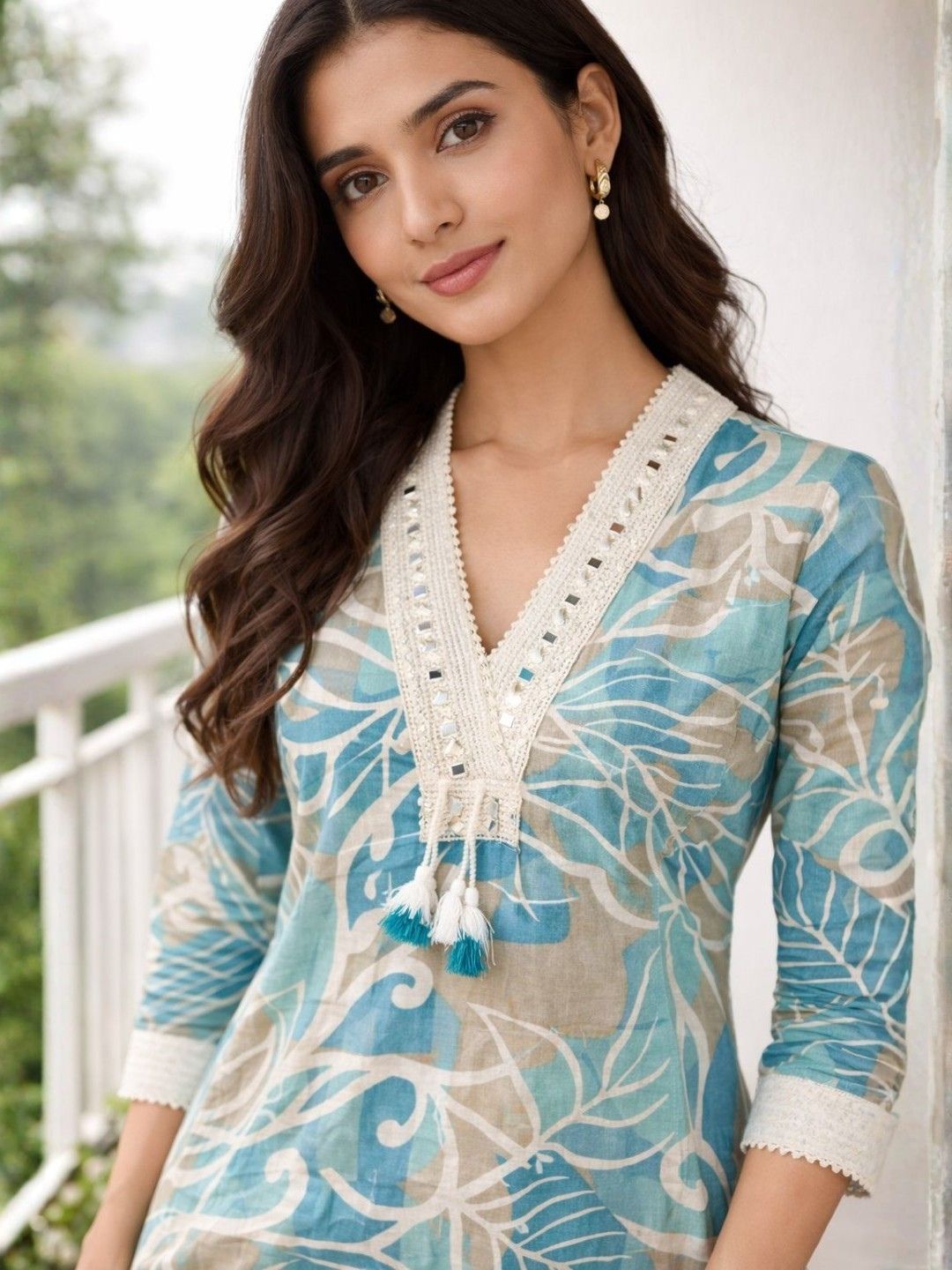 Surbhi sky cotton kurta pant set