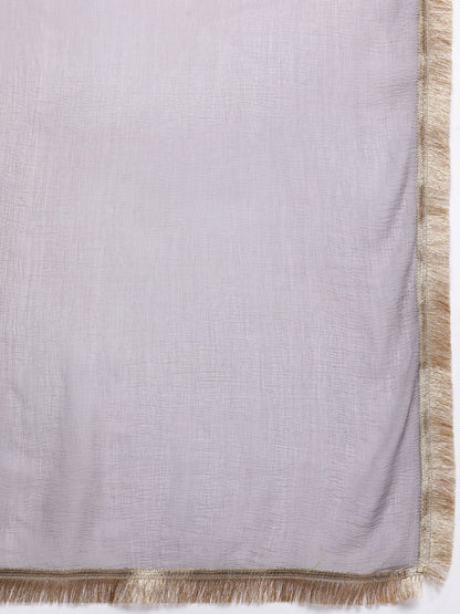 Dhiyona VA Ethnic Motifs Embroidered Zari Kurta With Palazzos & Dupatta