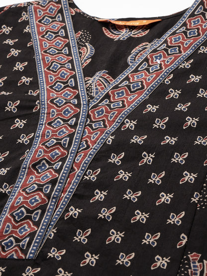 Ethnic Motifs Printed Panelled Pure Cotton Kurta with Trousers & Dupatta