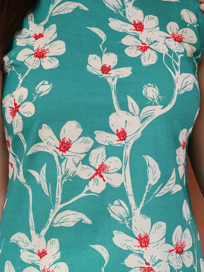 Floral Printed A-Line Kurta With Trouser