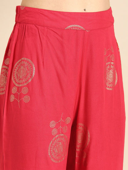 Dhiyona AN Ethnic Motifs Printed A-Line Flared Kurta with Sharara