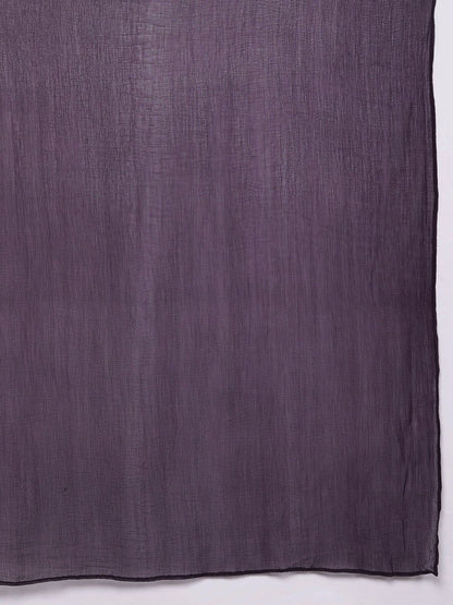 Dhiyona VA Women'sViolet Ombre Dyed Printed Chanderi Silk Anarkali Kurta With Trousers & Dupatta