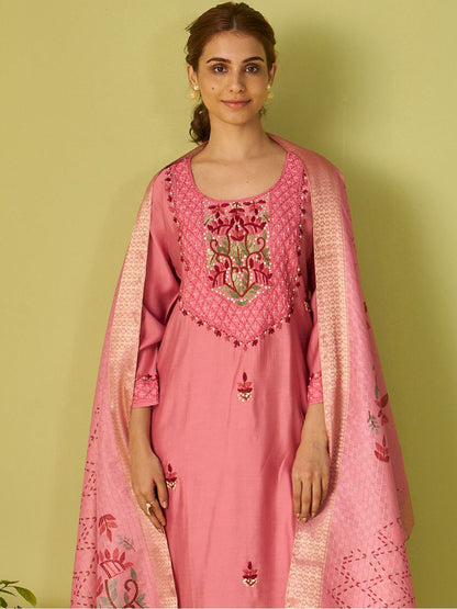 Women Floral Embroidered Kurta with Trousers & Dupatta