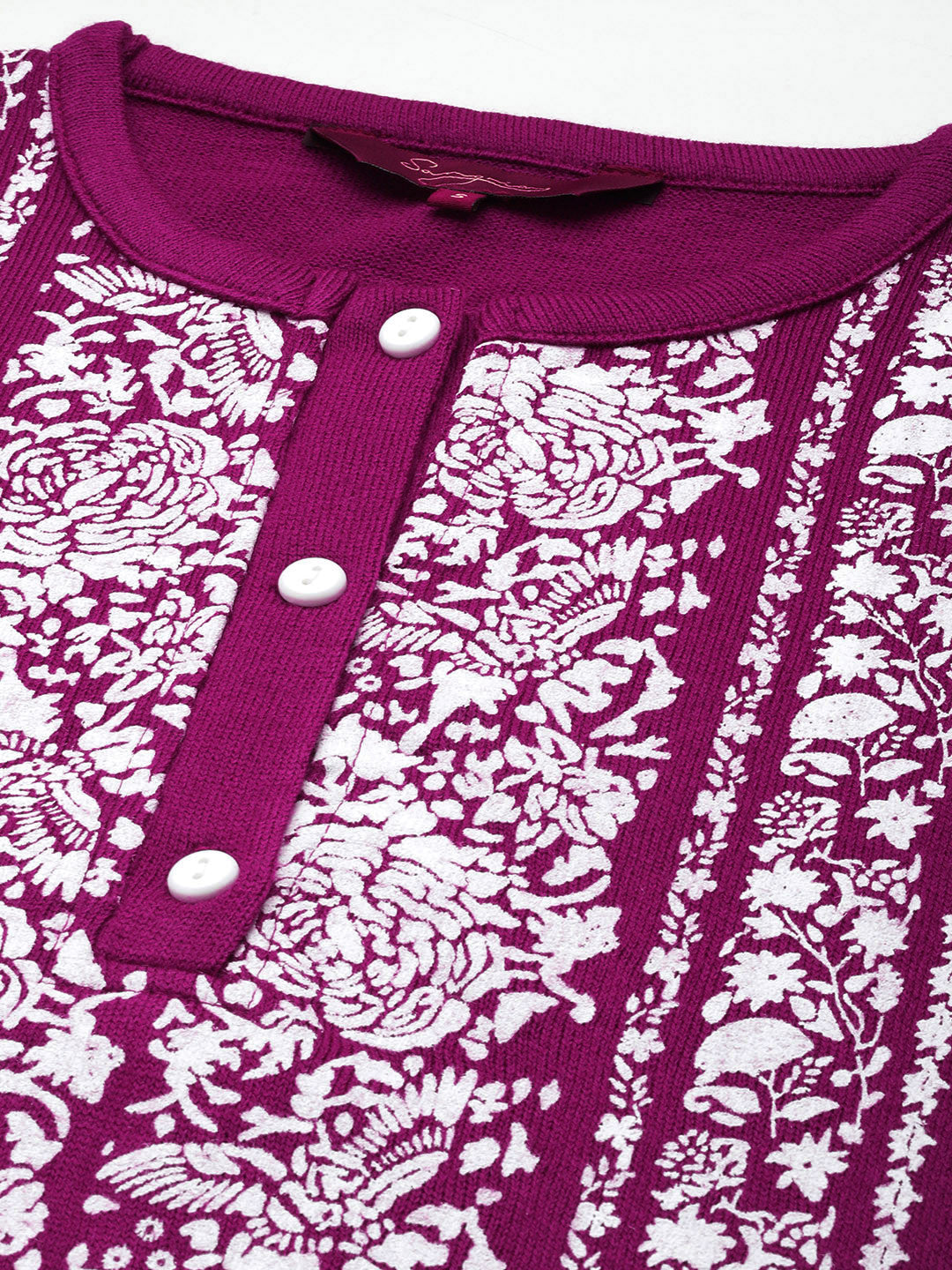 Floral Printed Band Collar Kurta with Trousers