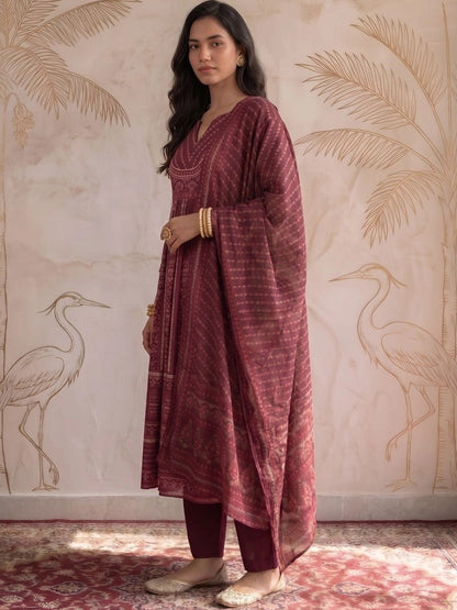 Women Ethnic Motifs Printed Regular Kurta with Trousers & With Dupatta