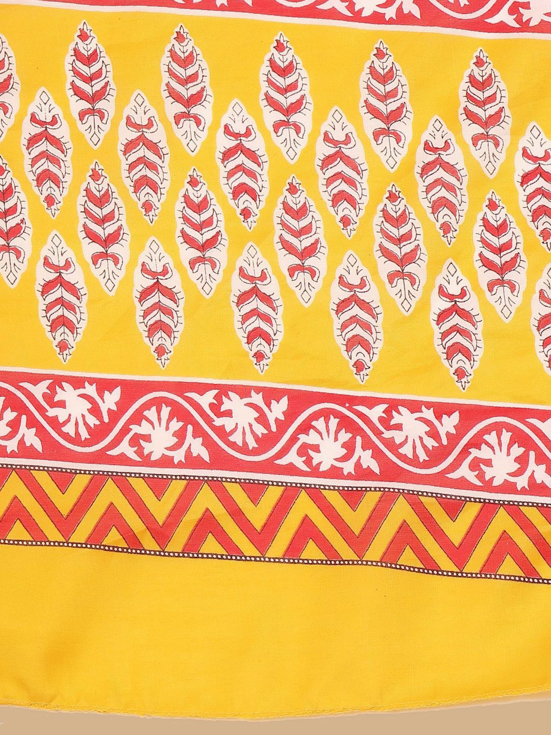 Yellow Floral Printed Notch Neck Straight Kurta With Salwar And Dupatta