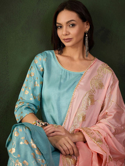 Dhiyona SN Woven Design Kurta & Palazzo With Dupatta