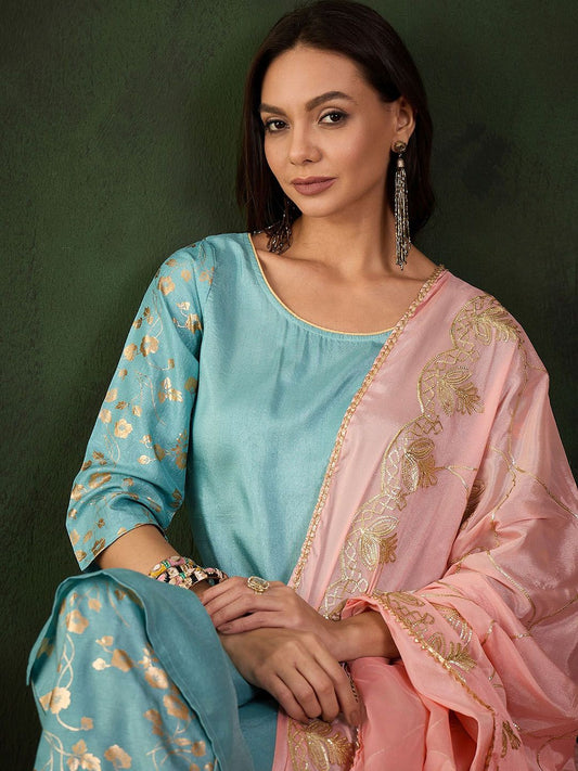 Dhiyona SN Woven Design Kurta & Palazzo With Dupatta
