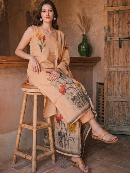 Women Floral Printed Regular Kurta with Trousers & With Dupatta