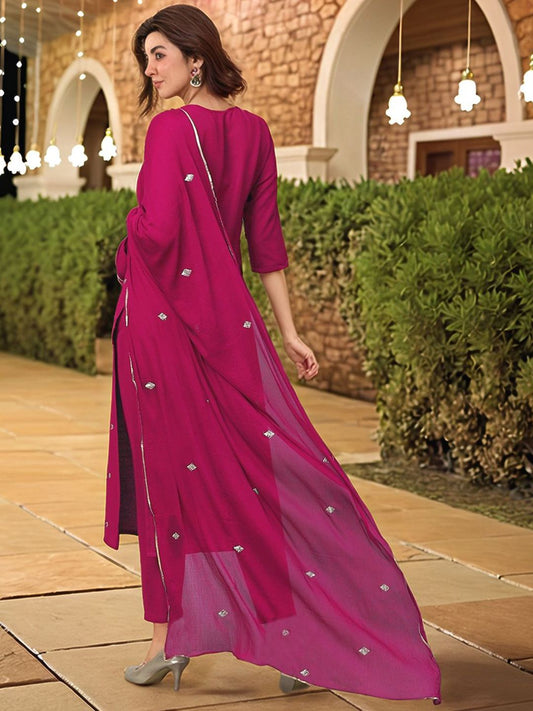 Dhiyona KL Women Floral Embroidered Regular Kurta with Trousers & With Dupatta