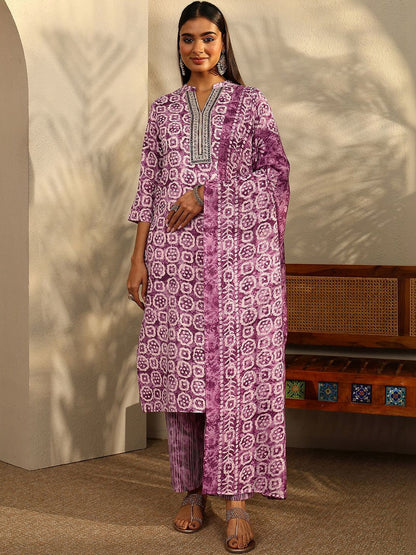 Women Ethnic Motifs Printed Regular Thread Work Kurta with Trousers & With Dupatta