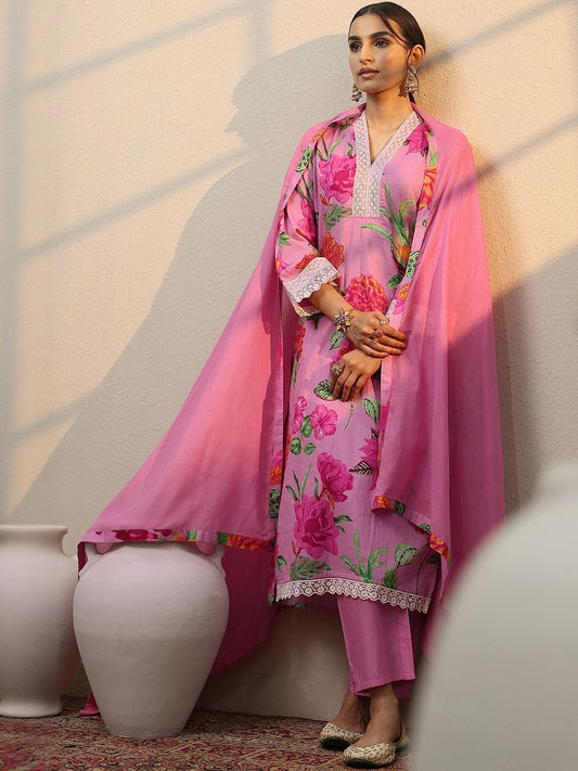 Women Floral Printed Kurta with Trousers & Dupatta