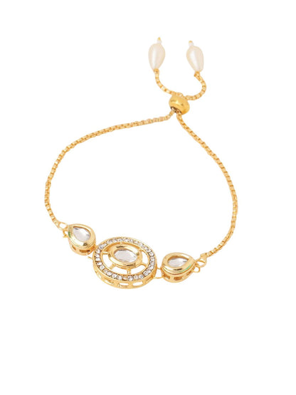 Dhiyona Set Of 2 Gold Toned Kundan Bhaiya Bhabhi Rakhi With Roli Chawal Chandan Mishri