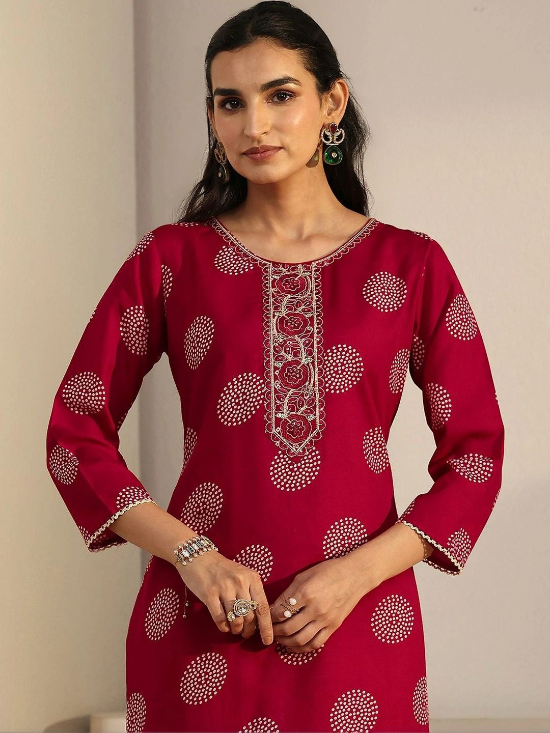 Women Ethnic Motifs Printed Regular Thread Work Kurta with Sharara & With Dupatta