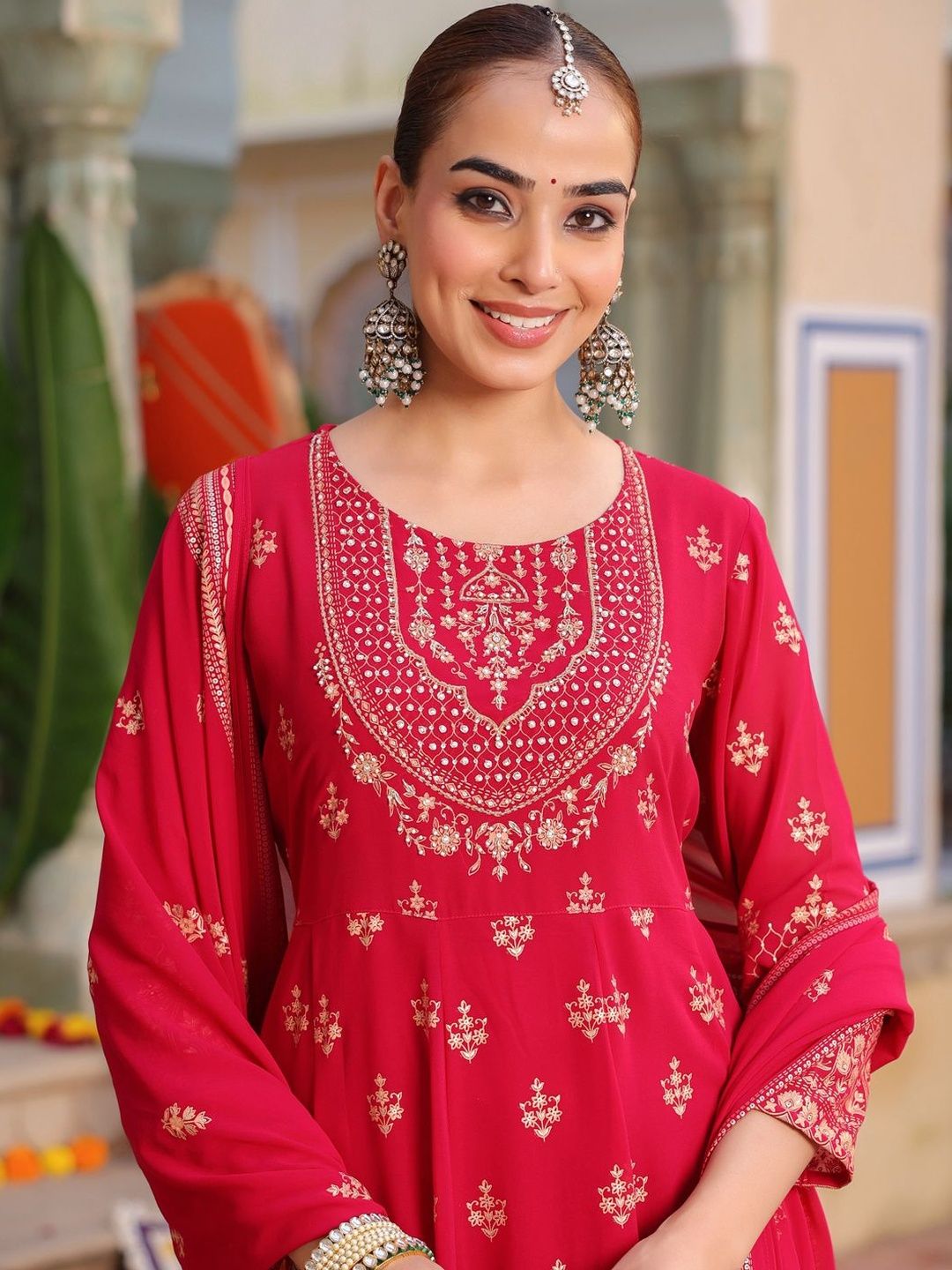 Dhiyona RR Women's Ethnic Motifs Printed Regular Kurta with Trousers & With Dupatta