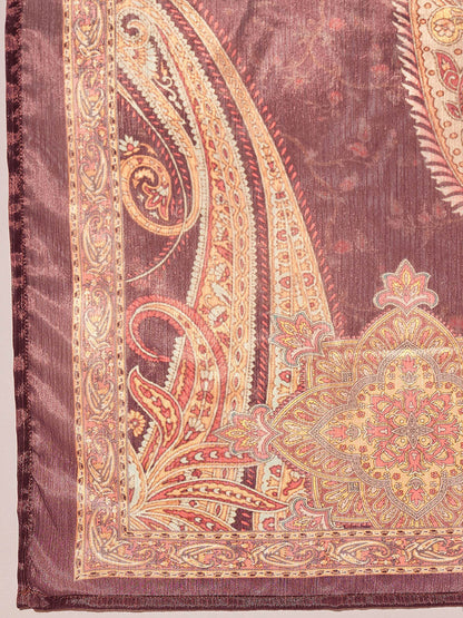 Floral Embroidered Thread Work Kurta With Trousers & Dupatta