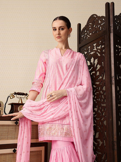 Dhiyona HOP Indie-Floral Foil Printed Jashn Kurta with Sharara & Dupatta