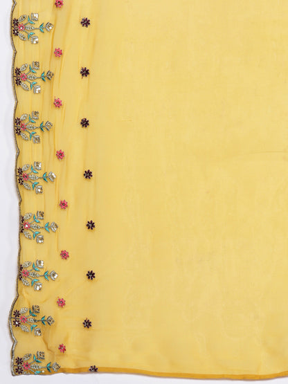 Women Floral Embroidered Regular Thread Work Kurta with Trousers & Dupatta