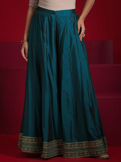 Dhiyona LL Ethnic Motifs Embroidered Mirror Work Straight Kurti with Palazzos & Dupatta
