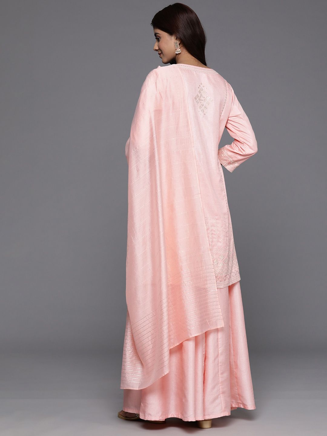 Dhiyona LL Ethnic Motifs Embroidered Regular Sequinned Kurta with Palazzos & Dupatta