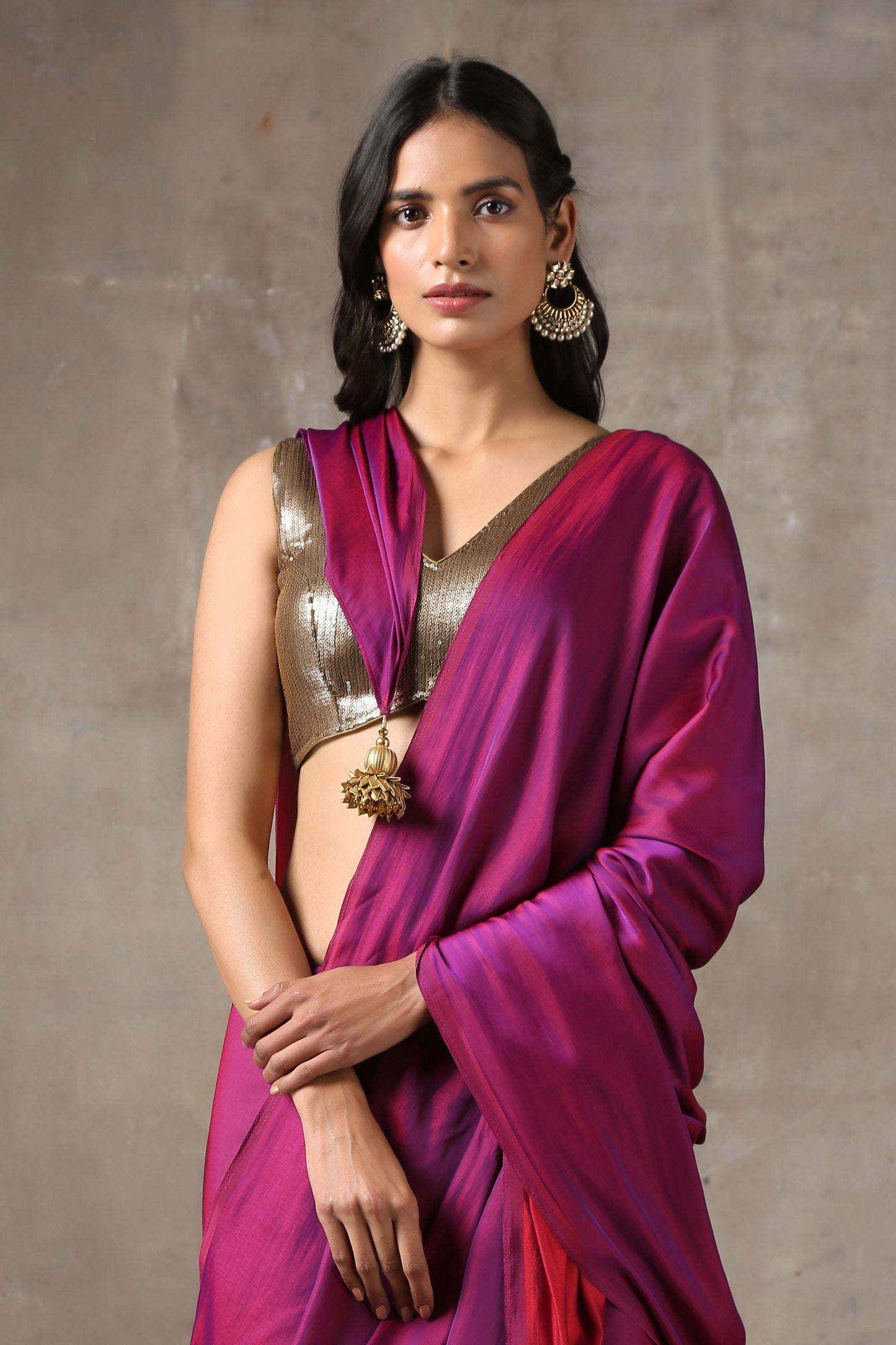 Dhiyona ST Plum Satin Saree