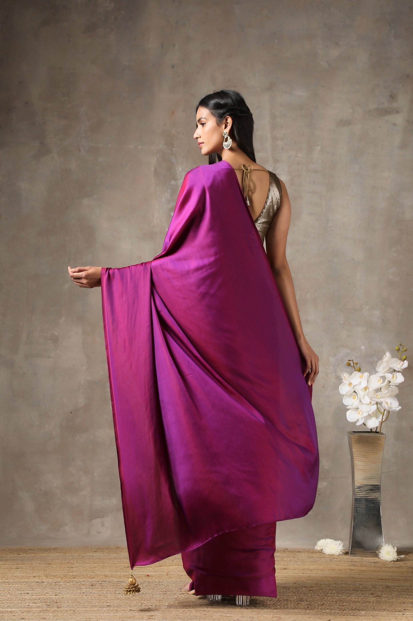 Dhiyona ST Plum Satin Saree
