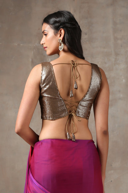 Dhiyona ST Blouse - Bronze Sequin Sleeveless