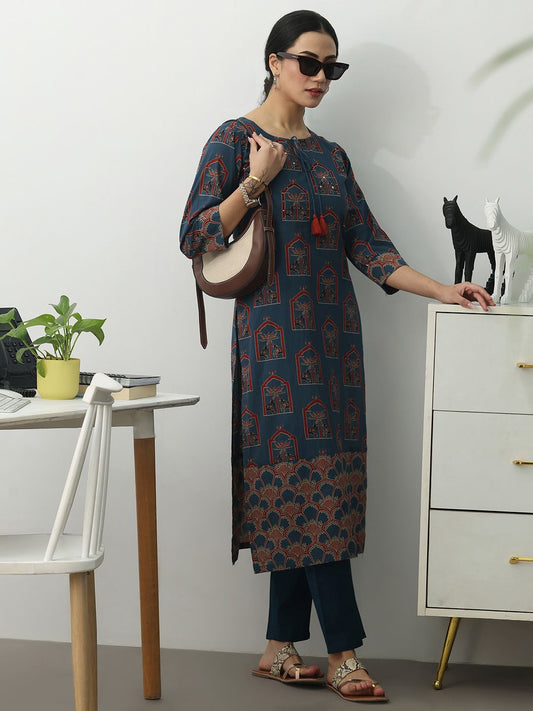 Women Ethnic Motifs Printed Regular Kurta with Trousers