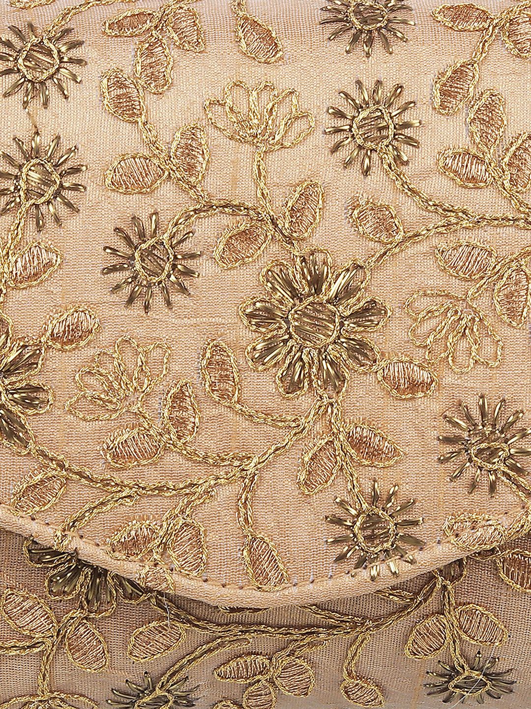 Dhiyona NR Gold-Toned Embroidered Envelope Clutch