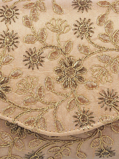 Dhiyona NR Gold-Toned Embroidered Envelope Clutch