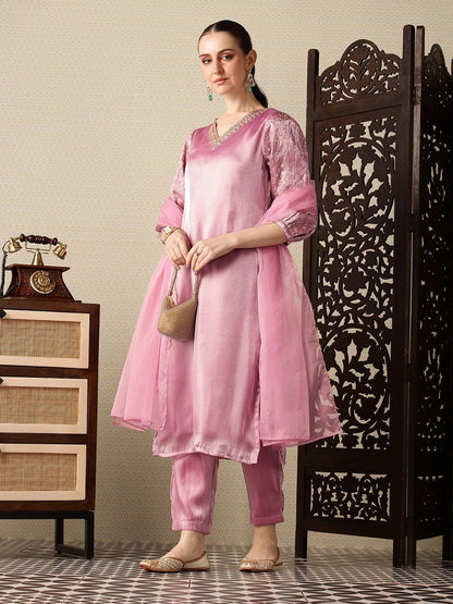 Dhiyona PD Women Floral Embroidered Jashn Kurta with Trousers & Dupatta