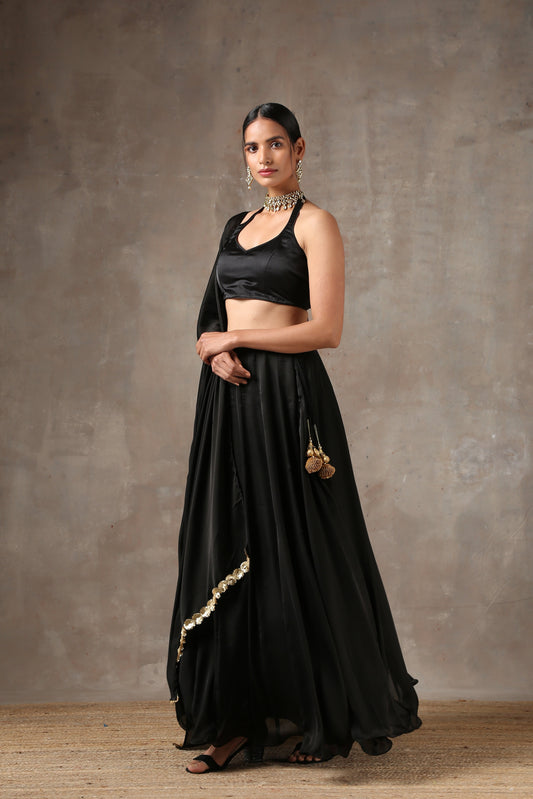 Dhiyona ST Regal Black Lehenga