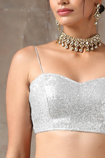 Dhiyona ST Blouse - Dull Silver Sequin
