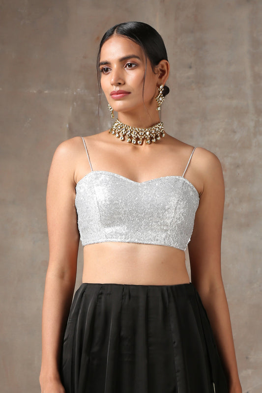 Dhiyona ST Blouse - Dull Silver Sequin