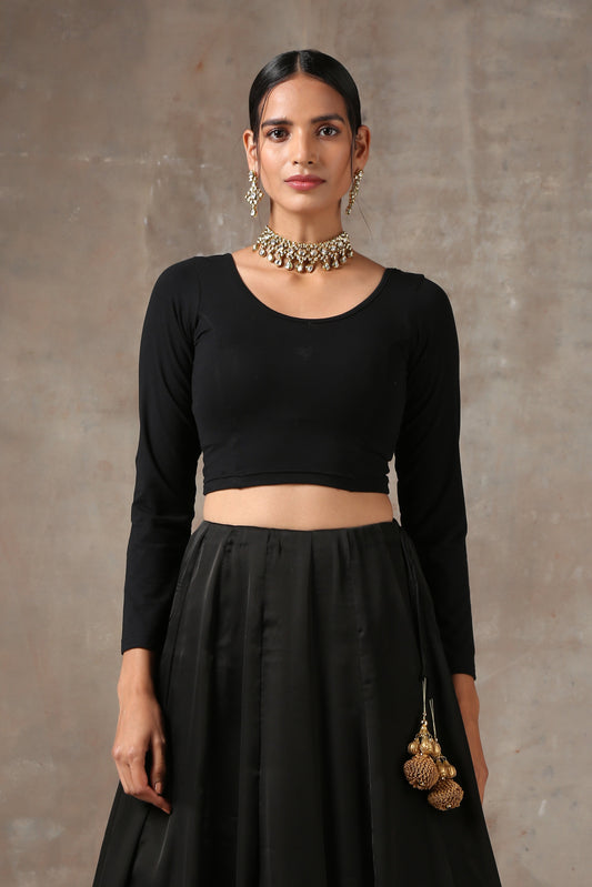 Dhiyona ST Blouse - Stretchy Black LONG Sleeve Blouse
