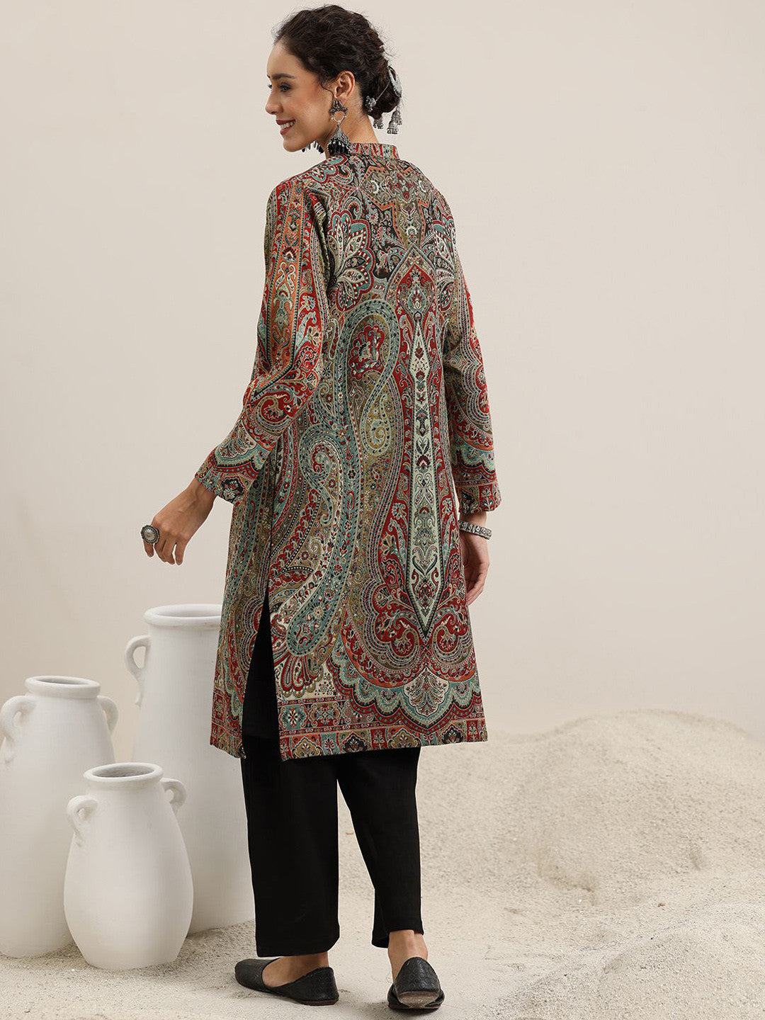 Ethnic Motifs Woven Design Thread Work Kurta with Trousers