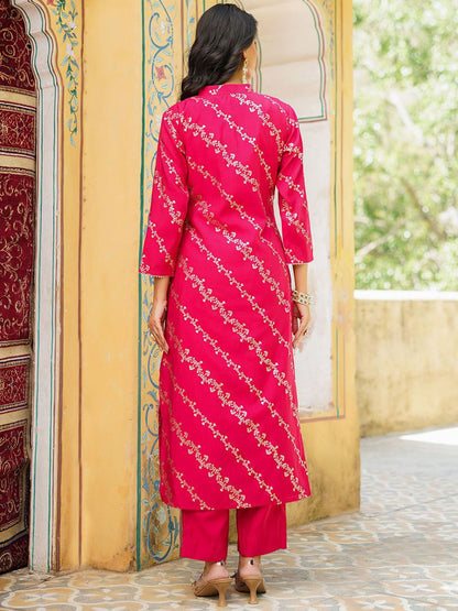Dhiyona KL Women Floral Printed Straight Kurta with Trousers & Dupatta