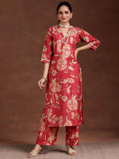 Women Floral Printed Regular Gotta Patti Kurta with Palazzos