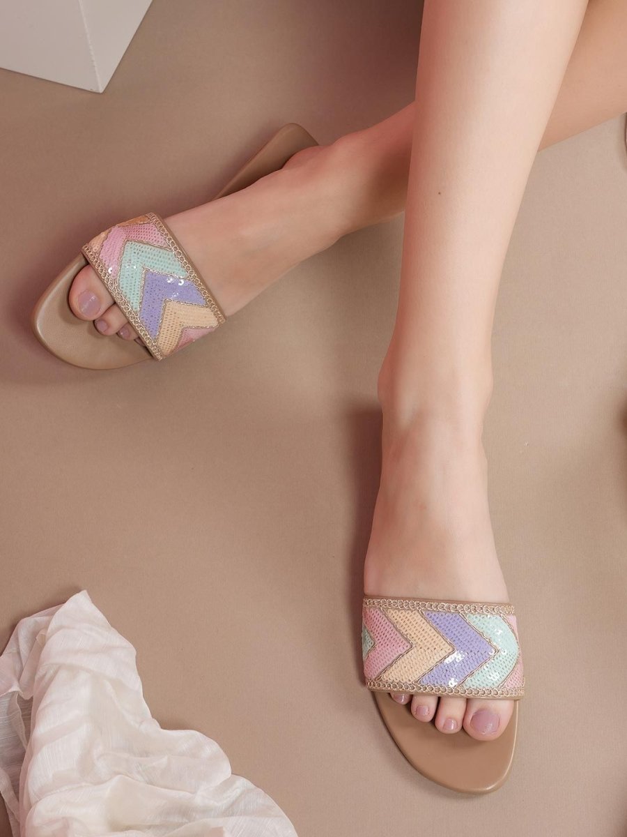 Dhiyona AK Embellished Open Toe Flats