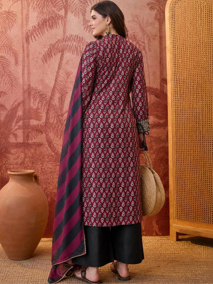 Women Ethnic Motifs Printed Festive Kurta with Palazzos & With Dupatta