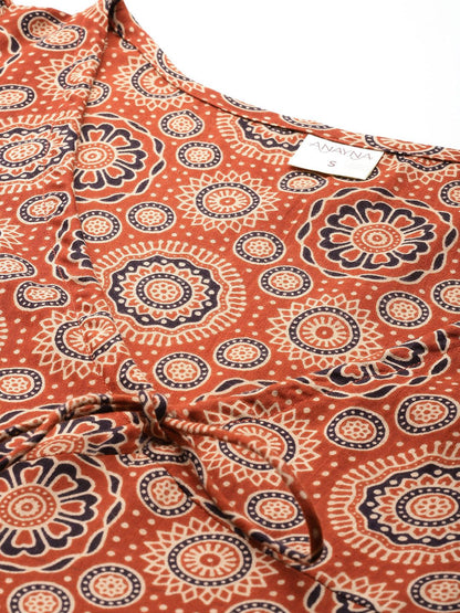 Dhiyona AY Women's Ethnic Motifs Printed A-Line Maxi Dress