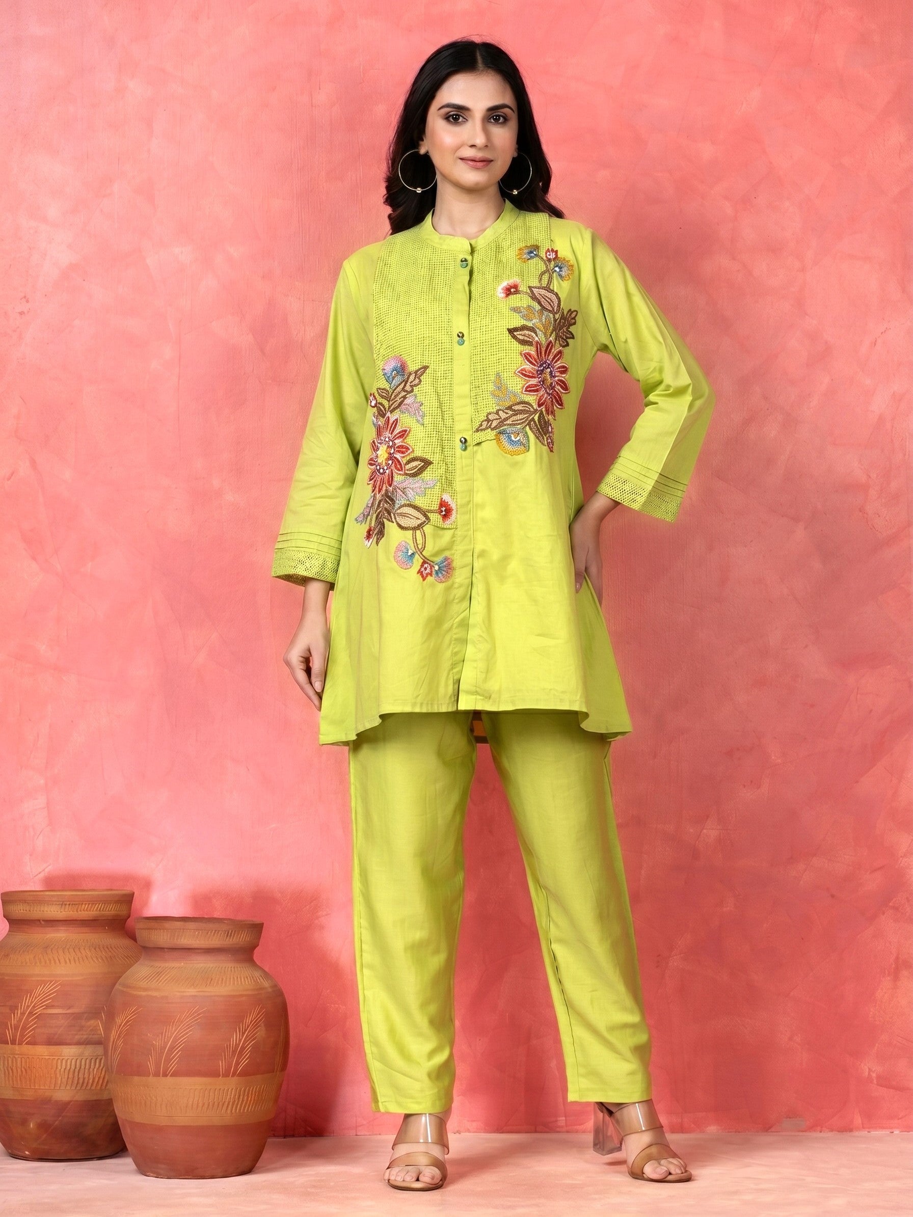 Gaur Limerick embroidery cotton co-ord set