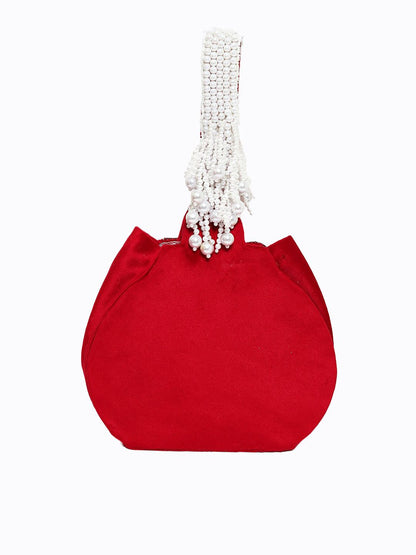 Dhiyona NR Maroon & Off White Embroidered Embroidered Potli Clutch