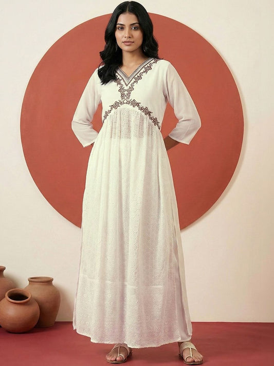Dhiyona CH Women Ethnic Motifs Embroidered Empire Thread Work Kurta with Palazzos