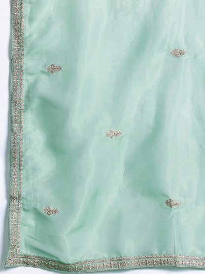 Dhiyona IE Ethnic Motifs Embroidered Sequinned Kurta with Palazzos & With Dupatta